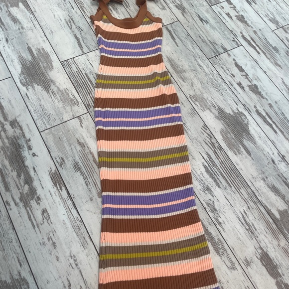 🌸 Mable Eli Colorblock Knit Bodycon Midi Dress – Women’s Small, Tie Shoulder - Picture 8 of 16